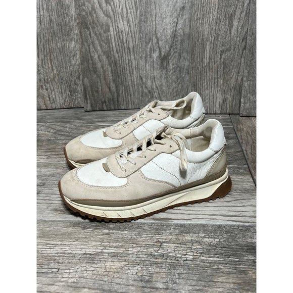 Madewell Kickoff Trainer Sneakers Nubuck Leather Suede Neutral White Cream 8.5 - Picture 2 of 7